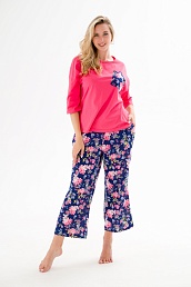 Пижама из джемпера и брюк из кулирки Жасмин розовая роза