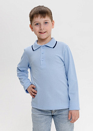 Детская футболка "Поло Контур" длинный рукав / Голубой