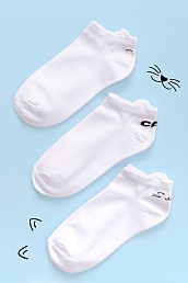Женские носки ультракороткие Кэт Белые / 3 пары